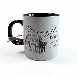 DaySpring Farm Fresh Faith Ceramic Mug 12 oz Strength Relying on God Horse Colt
